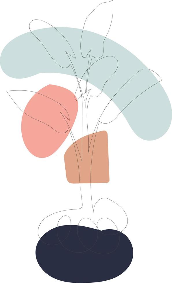 Beautiful hand drawn floral leaves and flowers one line art on white illustration vector