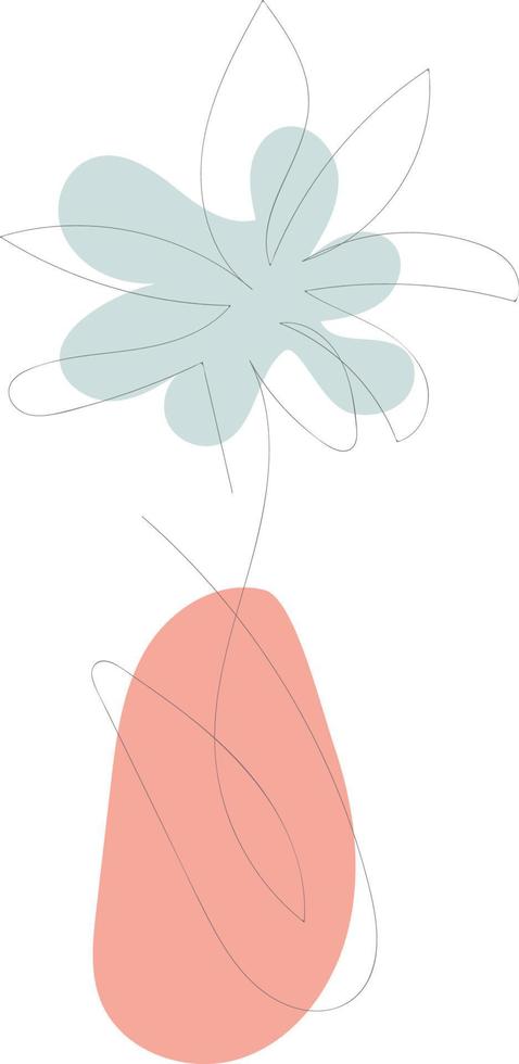 Beautiful hand drawn floral leaves and flowers one line art on white illustration vector