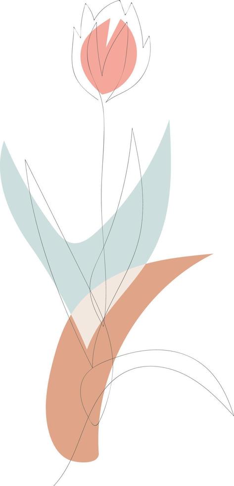 Beautiful hand drawn floral leaves and flowers one line art vector