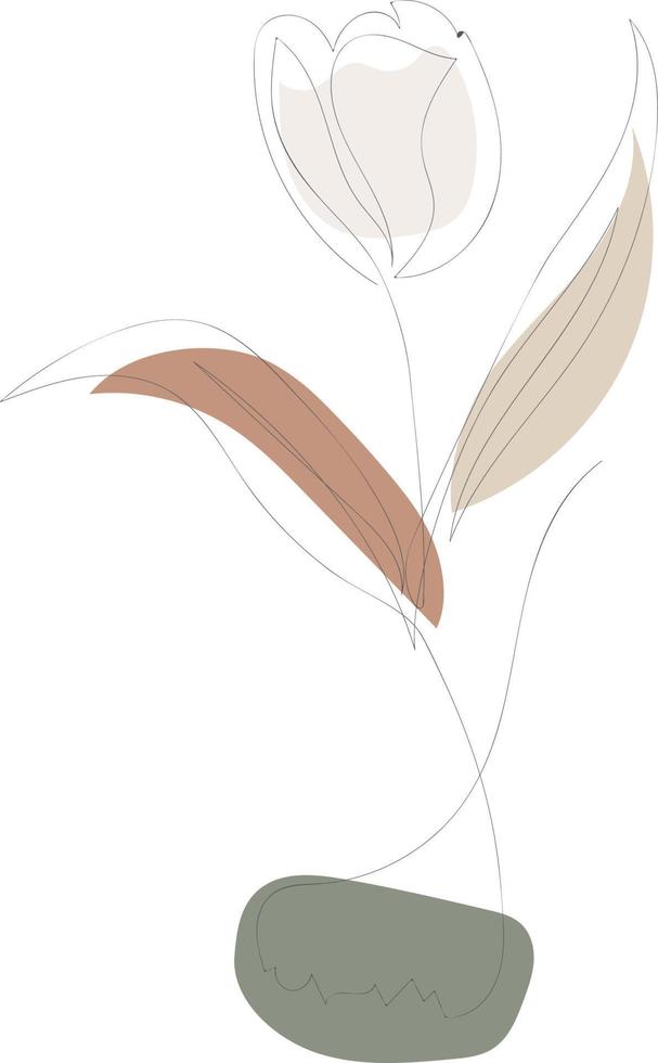 Beautiful hand drawn floral leaves and flowers one line art vector