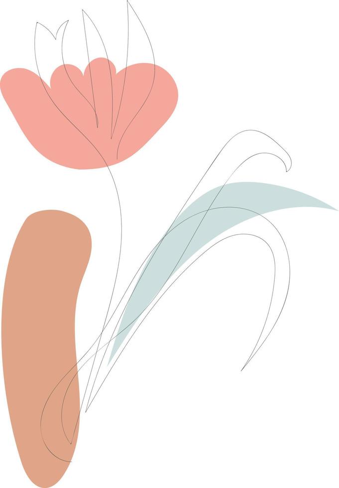 Beautiful hand drawn floral leaves and flowers one line art vector