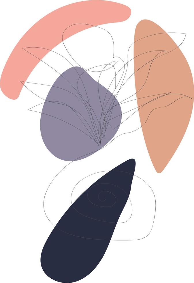 hermosas hojas y flores florales dibujadas a mano arte de una línea en ilustración blanca vector