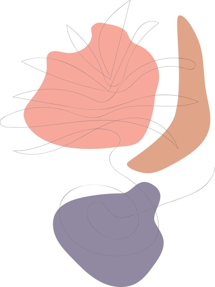 Beautiful hand drawn floral leaves and flowers one line art on white illustration vector