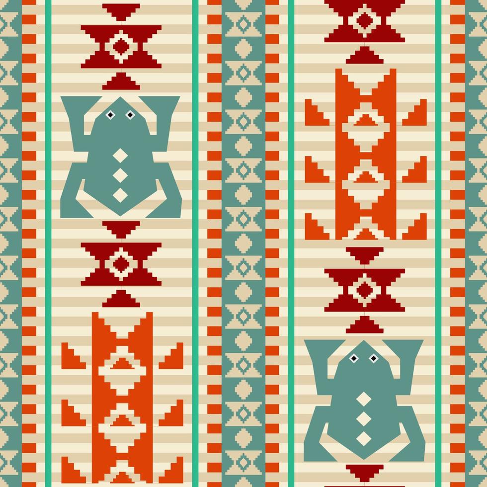 Abstract geometric frogs seamless pattern native american style vector