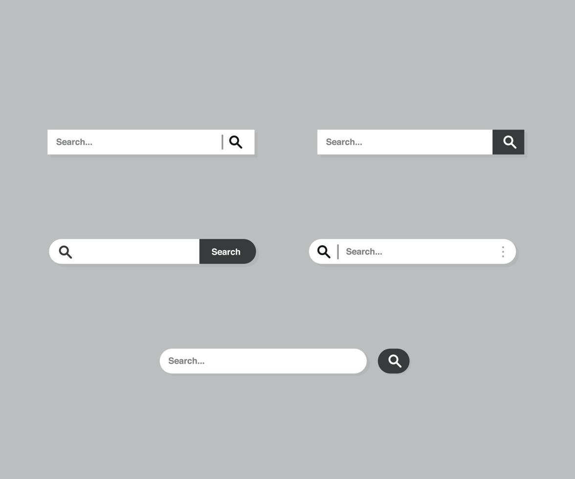 Search Bar for ui, design and web site. Search Address and navigation bar icon. Collection of search form templates for websites vector