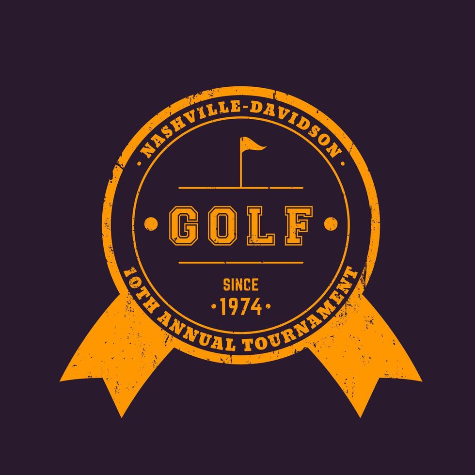 Golf Tournament vintage round emblem, badge vector