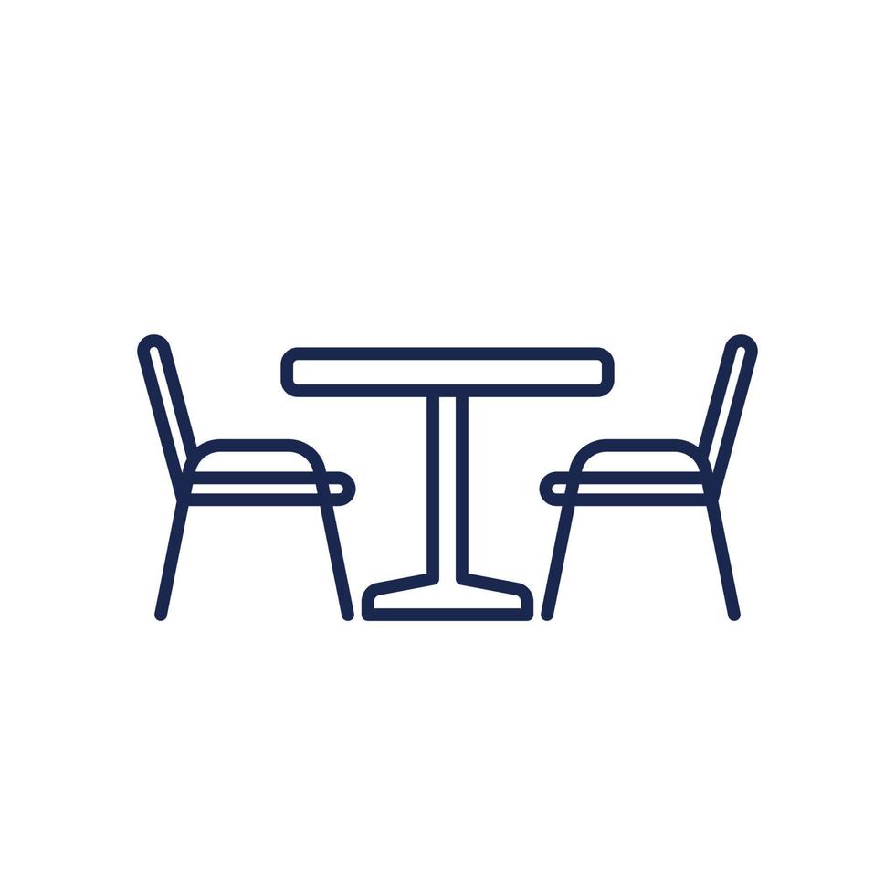 icono de línea de mesa y sillas de comedor vector