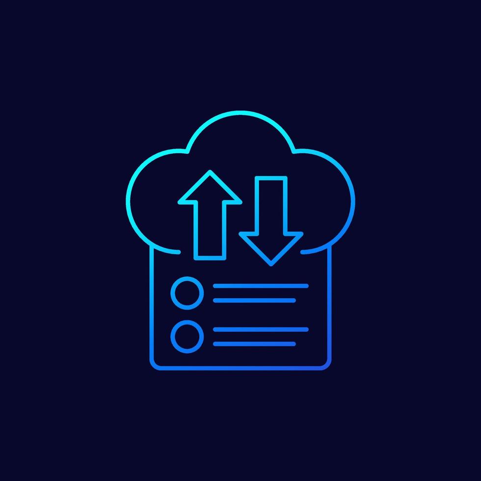 sync with cloud line icon, vector