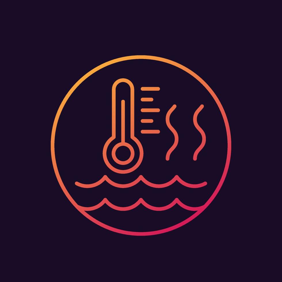 hot water temperature line vector icon