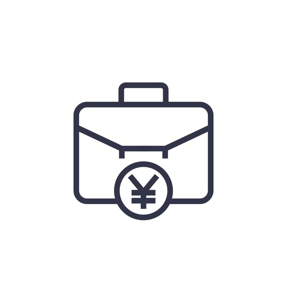 portfolio icon with yuan symbol, linear pictogram vector