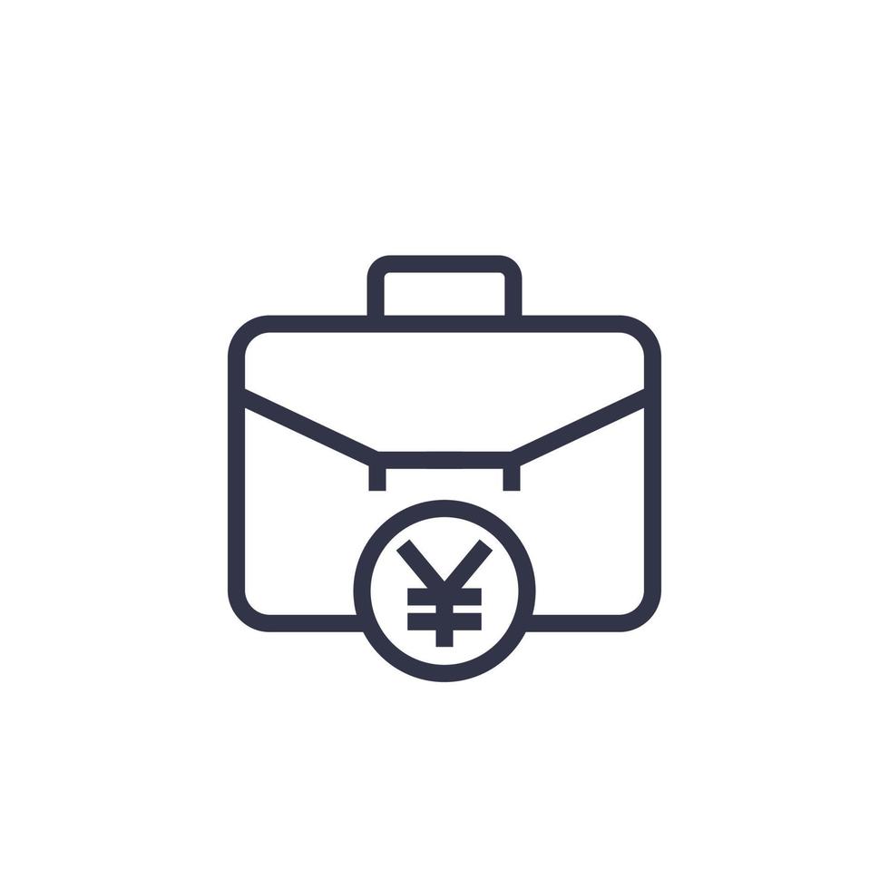 portfolio icon with yuan symbol, linear pictogram vector