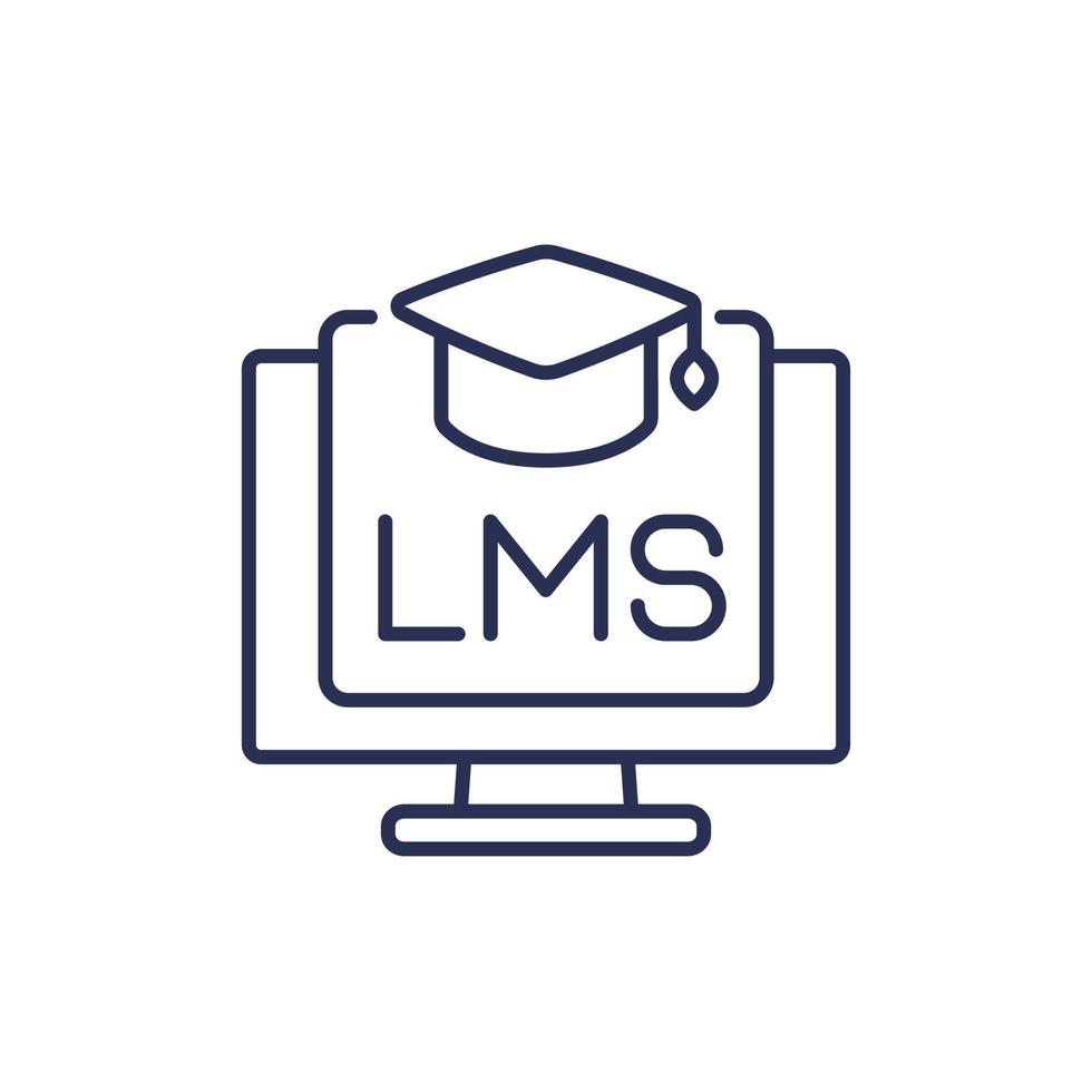 lms, icono de línea del sistema de gestión de aprendizaje vector