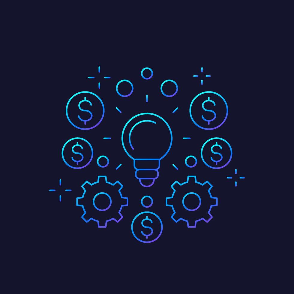 innovations and fintech icon, vector line art