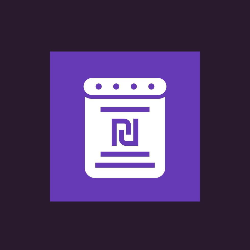 payroll, document with shekel sign icon vector