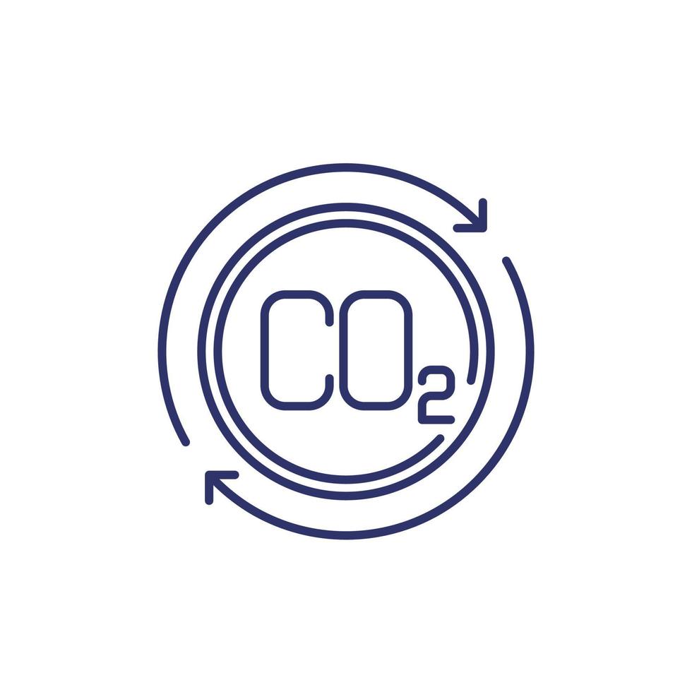 carbon offset and co2 gas reduction line icon vector