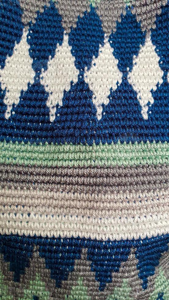 Handmade bags. Knitted from colored threads. Volumetric and comfortable to wear with a long handle. photo
