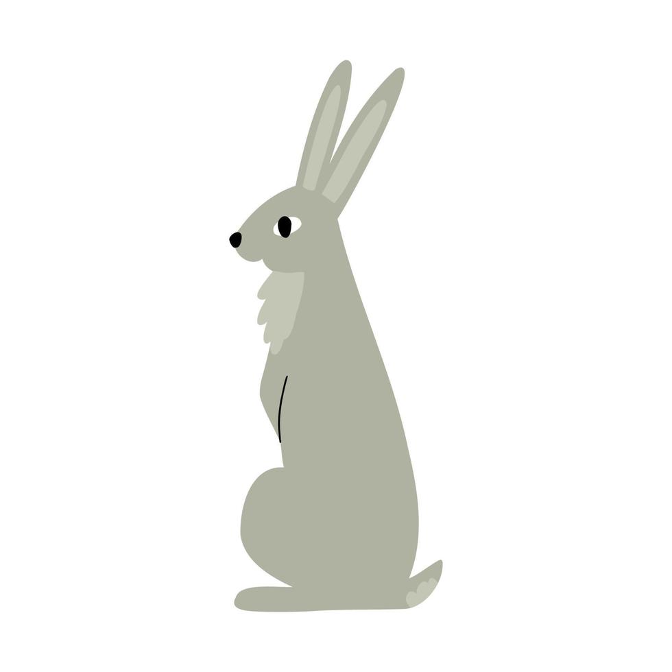 forest hare. flat style hand drawn child illustration vector