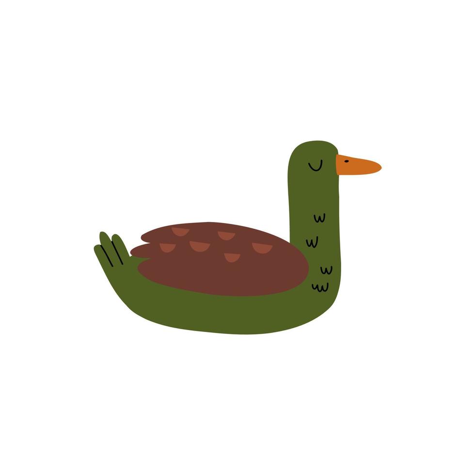 pato dibujado a mano en estilo plano. ilustración de bebé vector