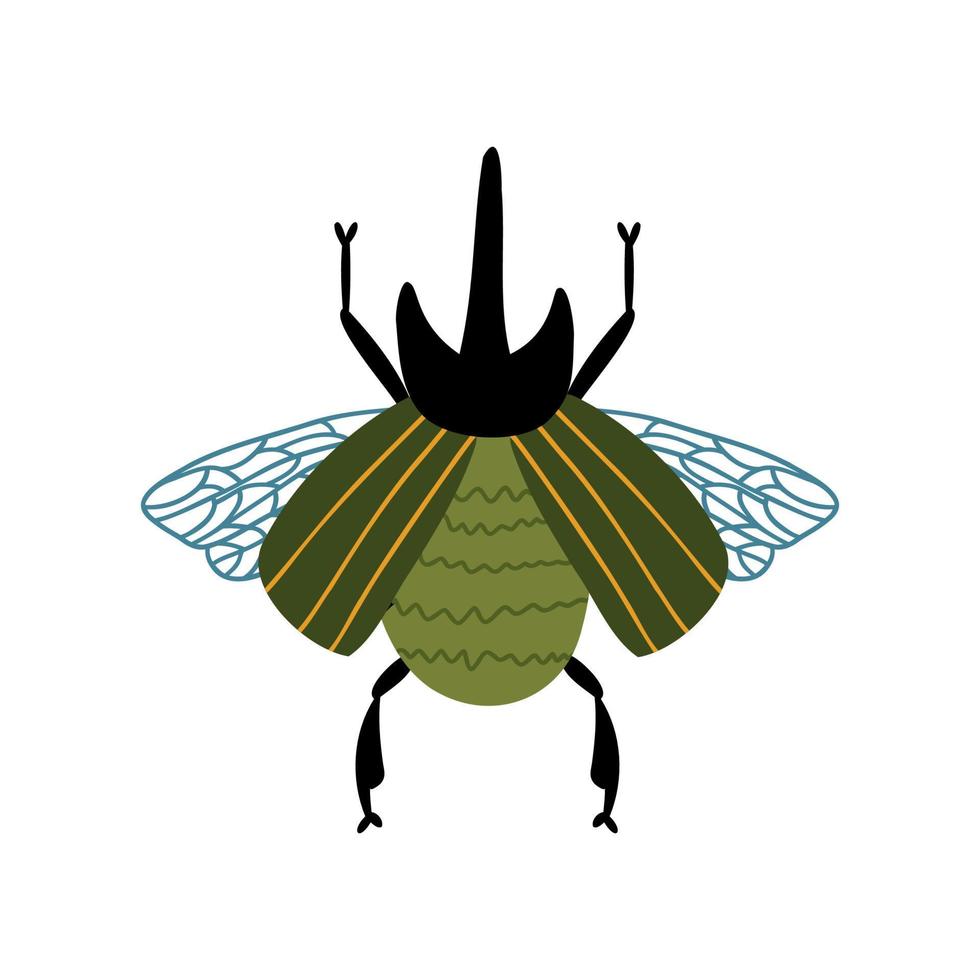 hand drawn beetle in flat style. children's illustration vector