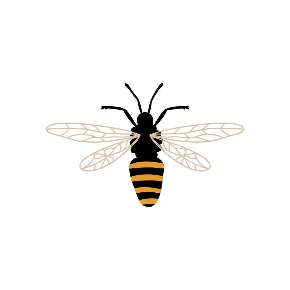 bee hand drawn in flat style. children's illustration vector