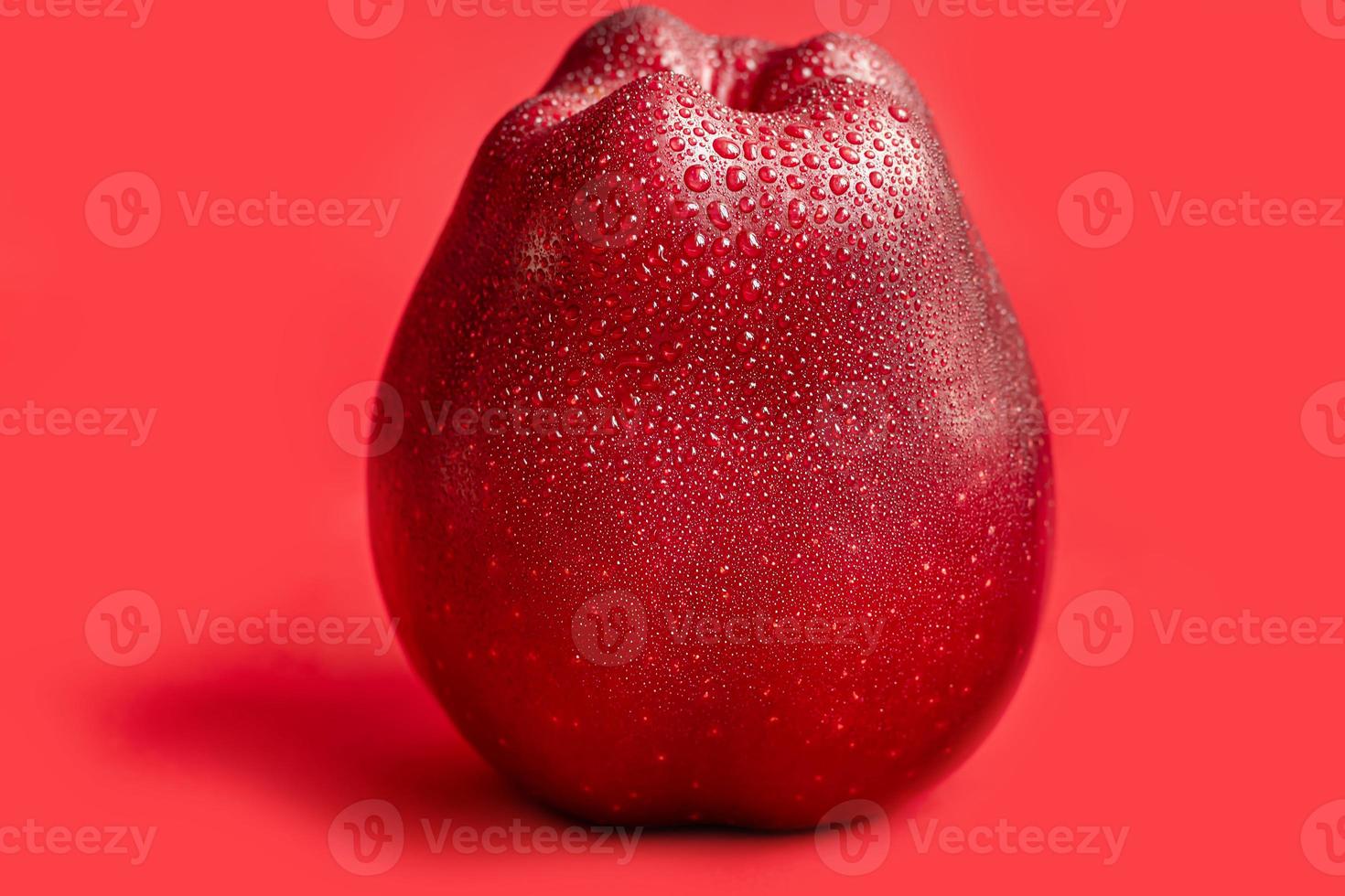 Red apples on a colored background. Selective focus. Harvesting. Healthy food. photo