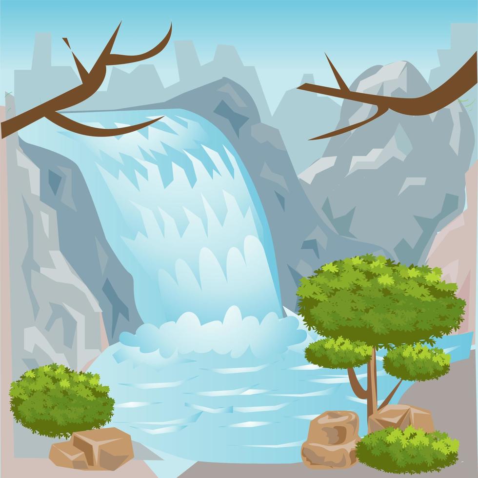 Waterfall Vector Background