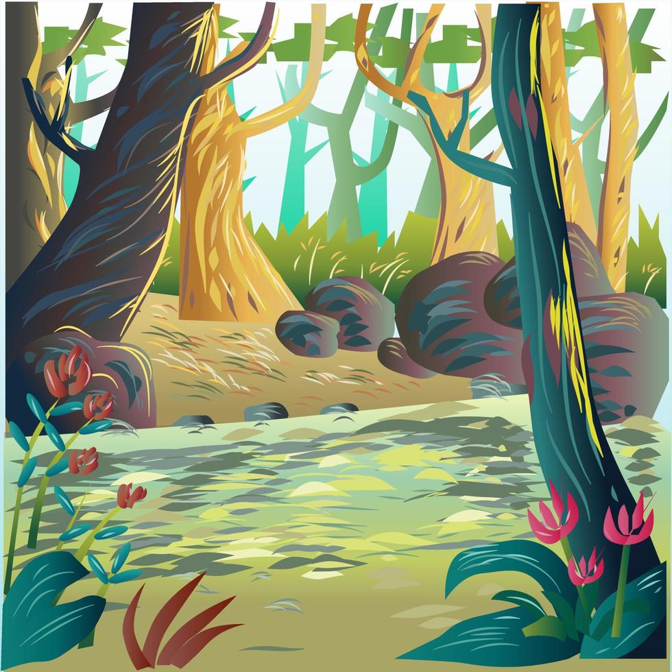 Forest Painting Backgound vector