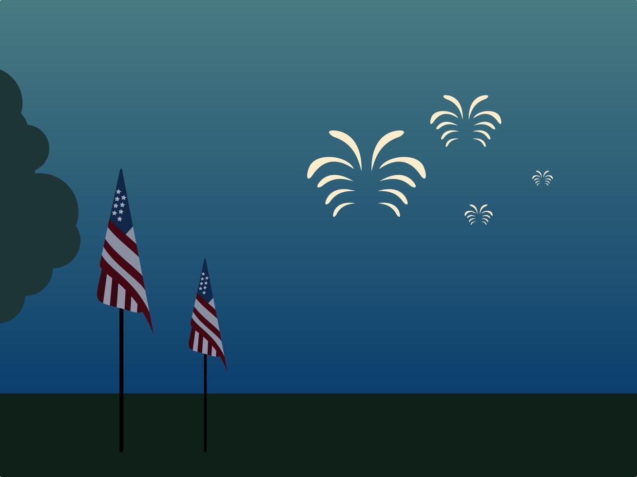 American flag under the beautiful night sky vector
