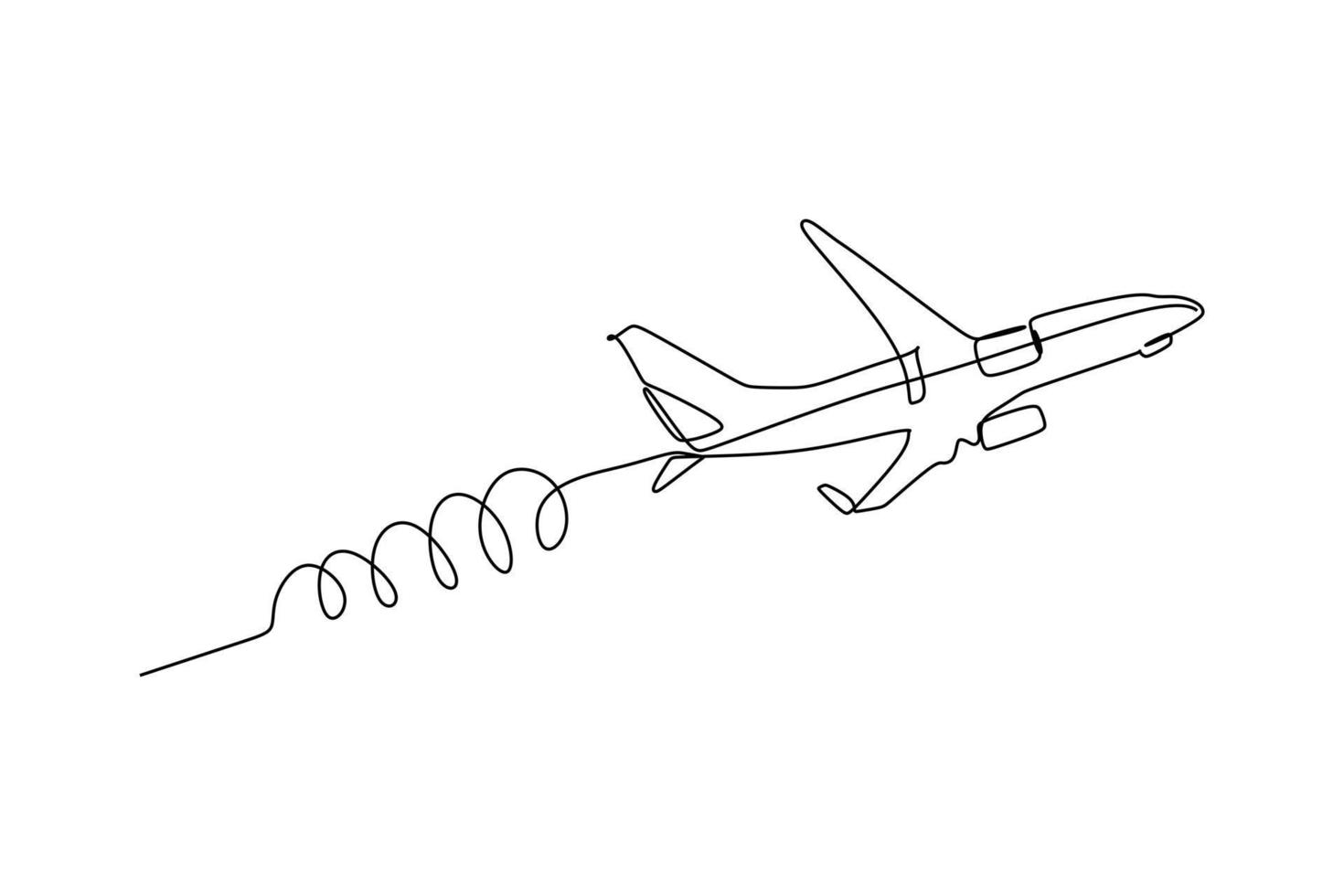 Single line drawing of an airplane climbing. vector