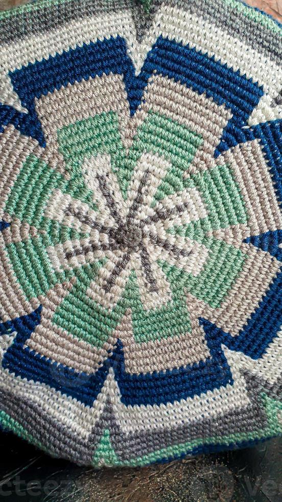 Handmade bags. Knitted from colored threads. Volumetric and comfortable to wear with a long handle. photo