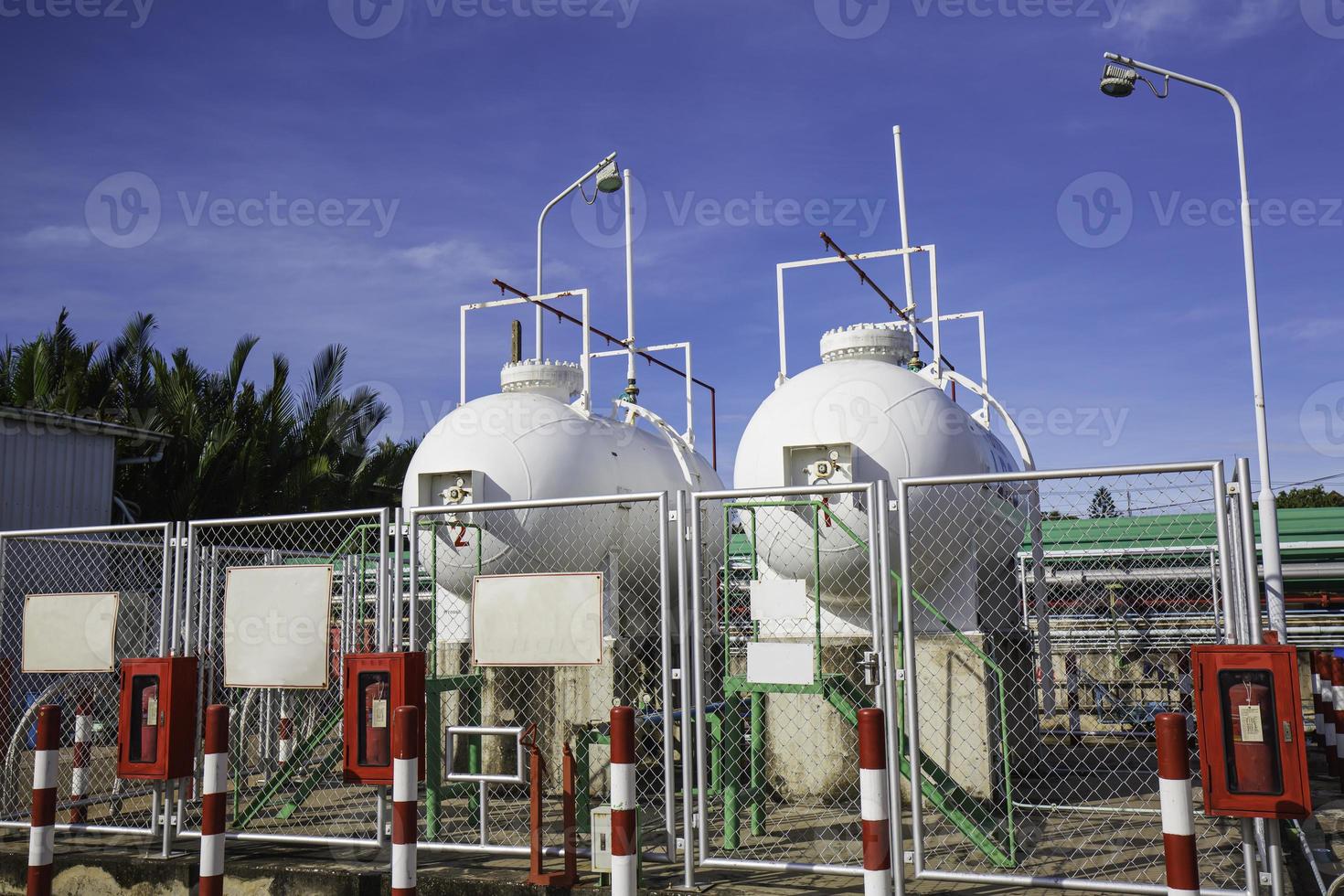 Storage two of gas LPG in the horizontal tanks white. photo