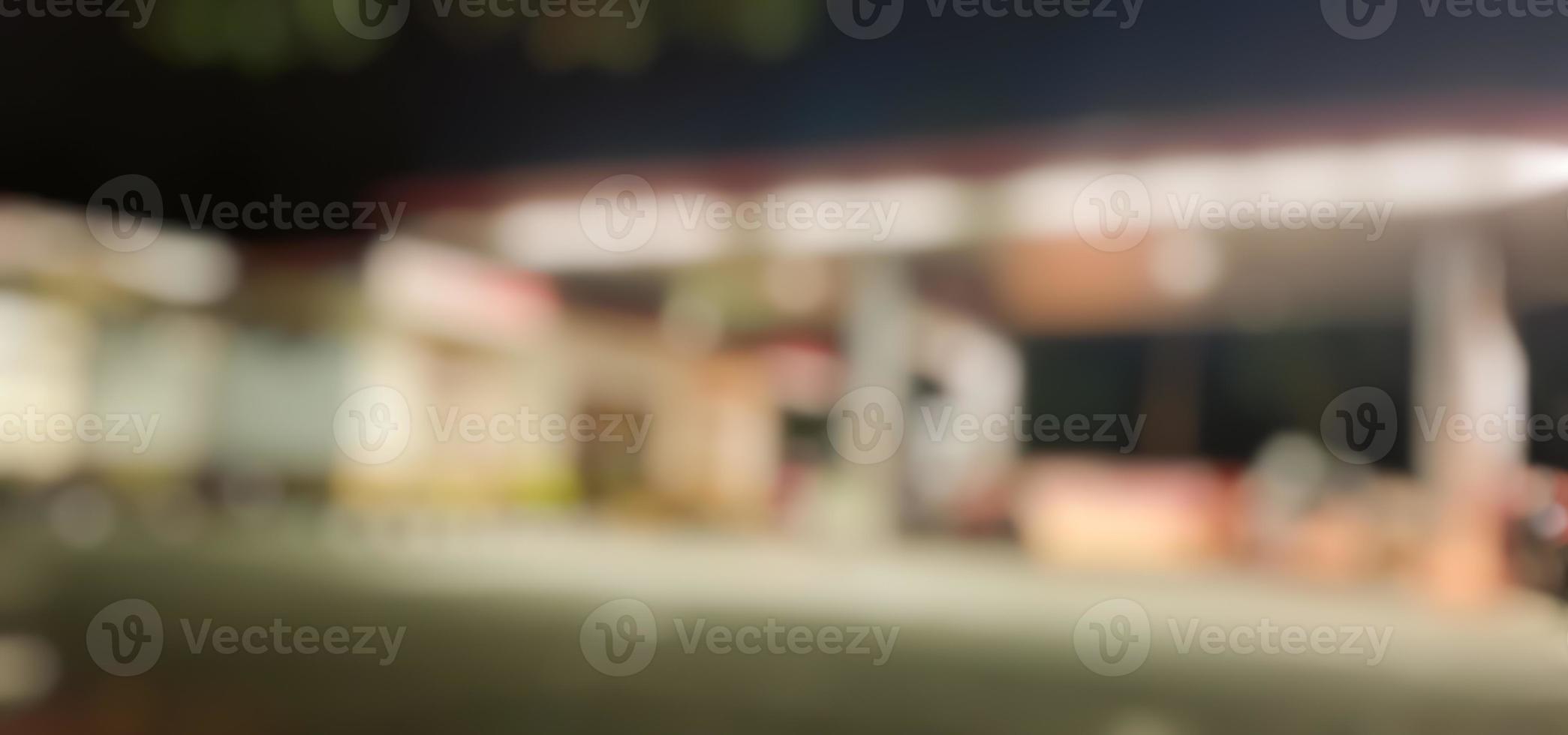 defocused abstract background of regional gas station. photo