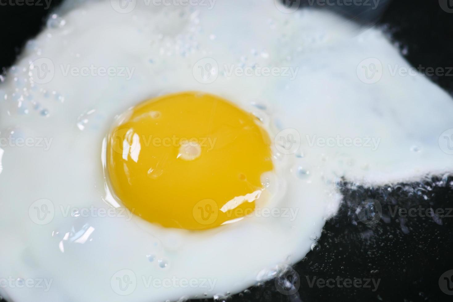 Fried eggs in the pan close up , photo