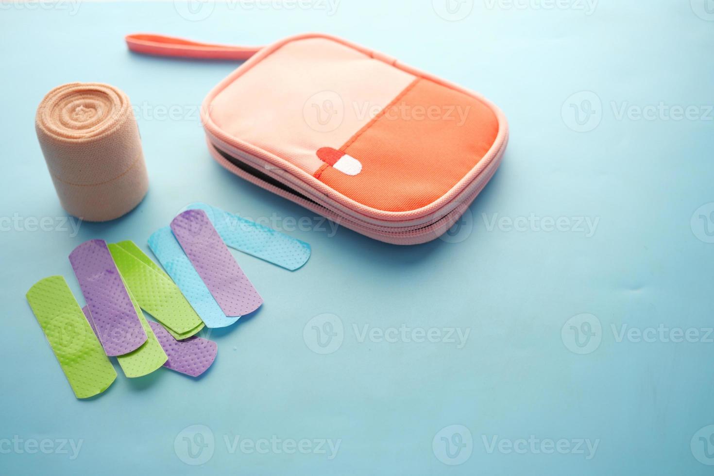 colorful adhesive bandage on white background photo