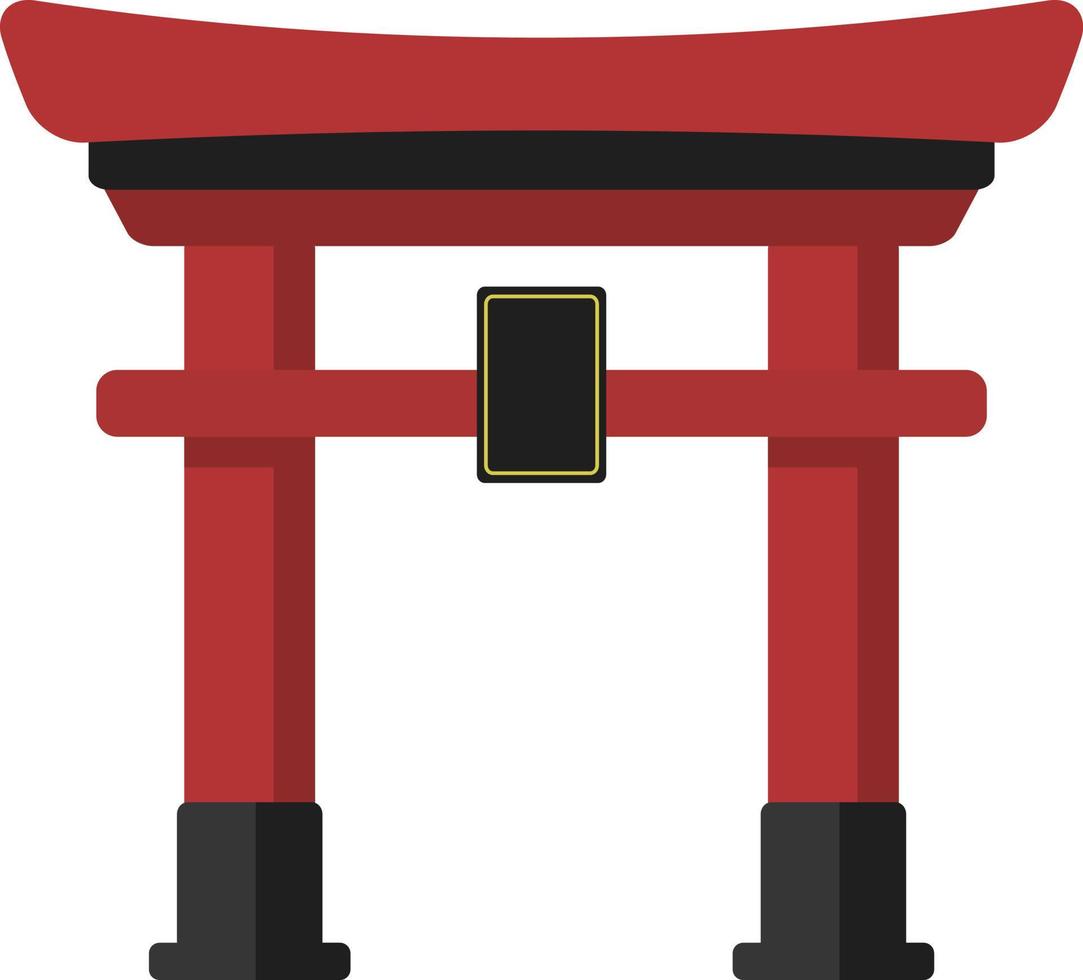 decoración torii de dibujos animados, elemento de la cultura japonesa. vector