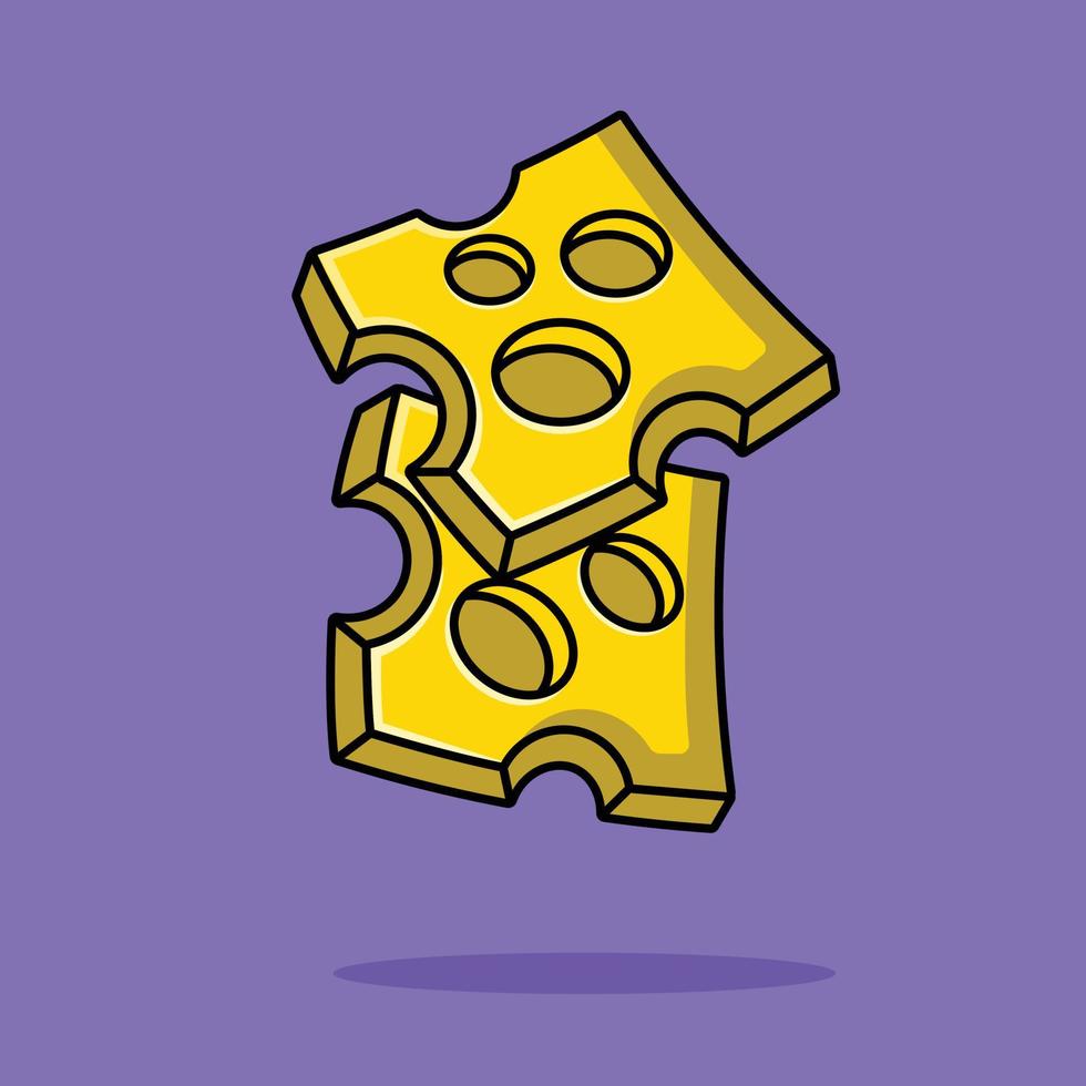 Floating Cheese Cartoon Vector Icon Illustration. Food Object Flat Cartoon Concept