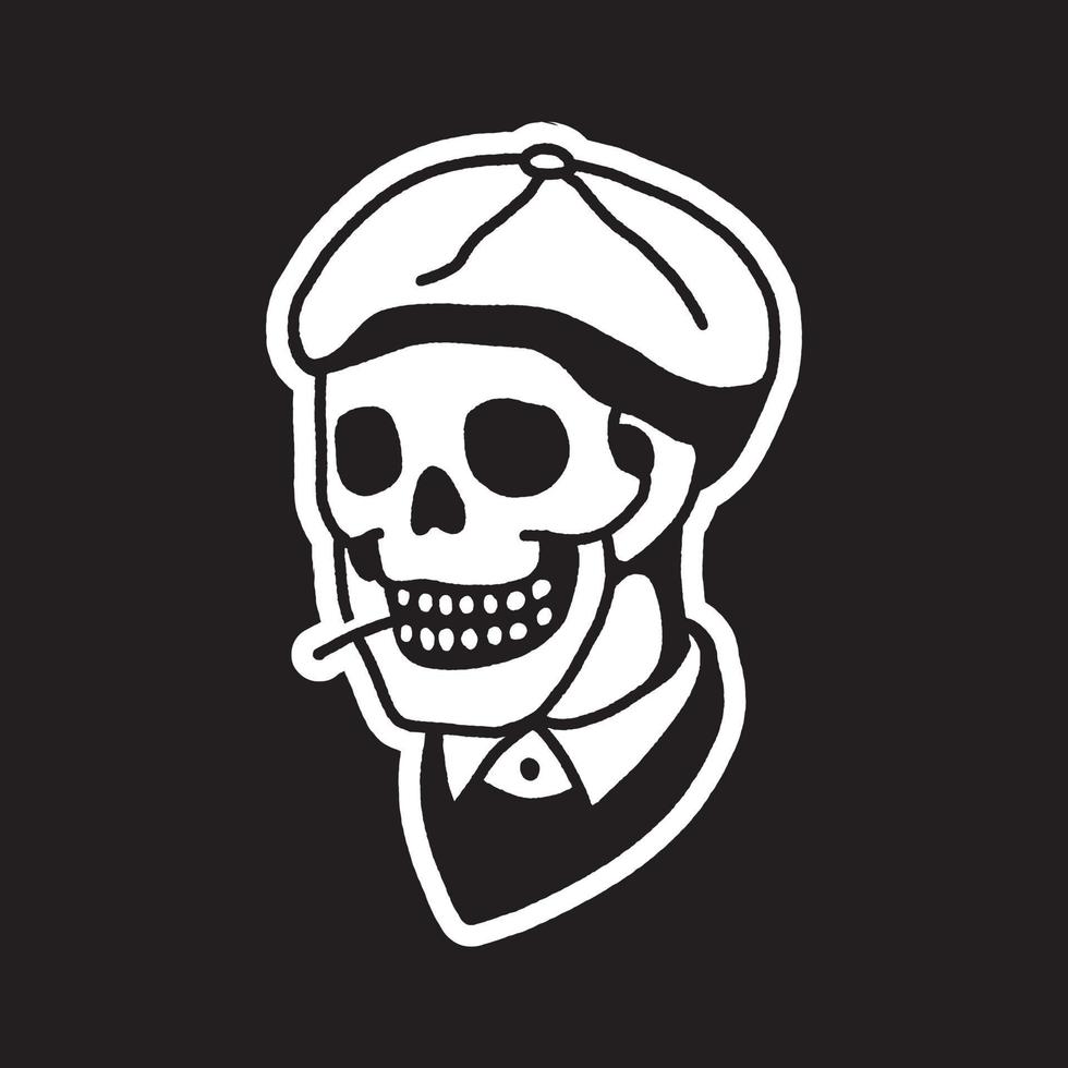 mafia style skull illustration tattoo vector