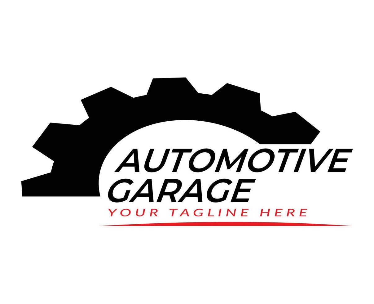 gear logo with automotive garage writing for motor vehicle repair shop business logo vector
