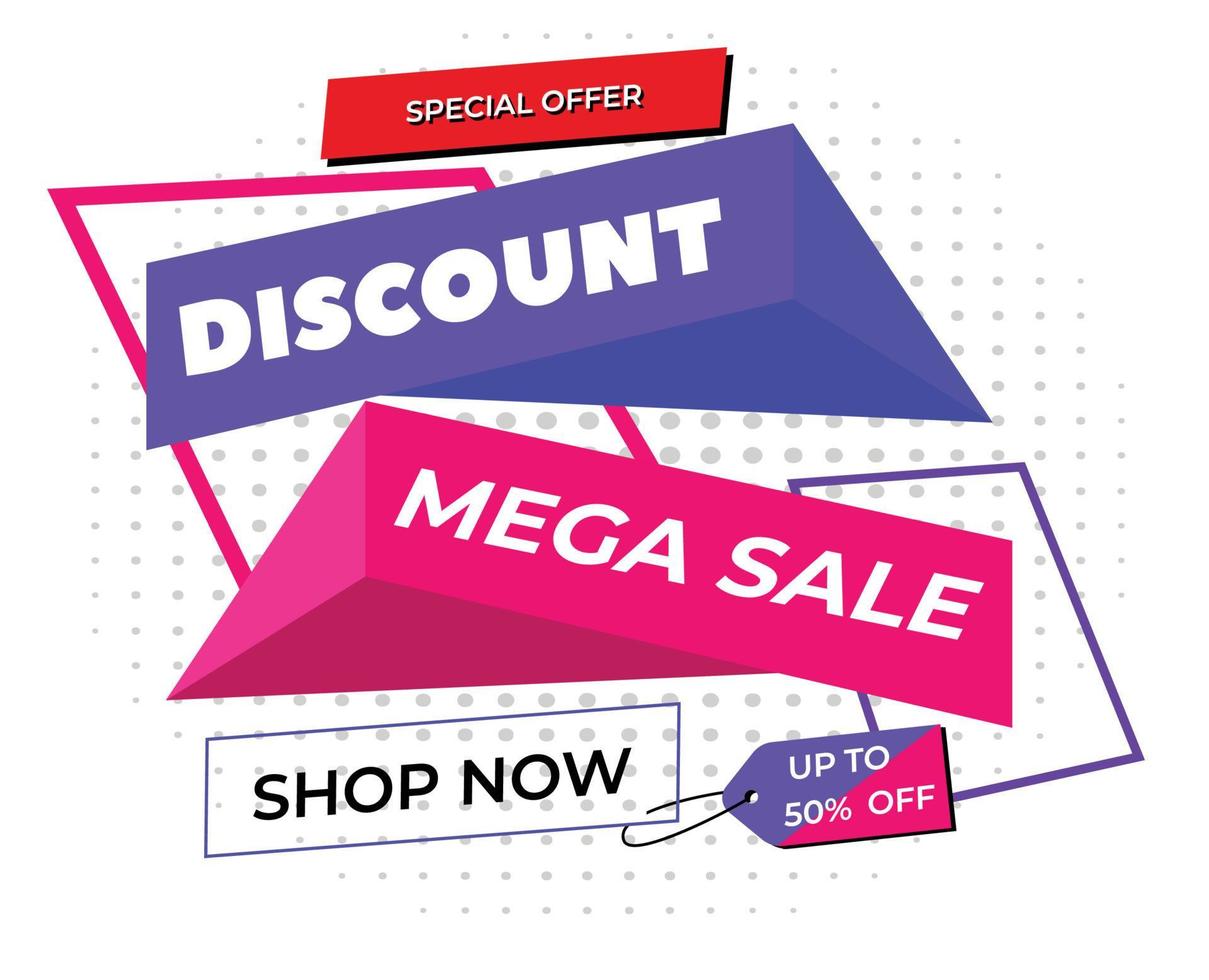 mega sale special offer banner 50 percent discount vector