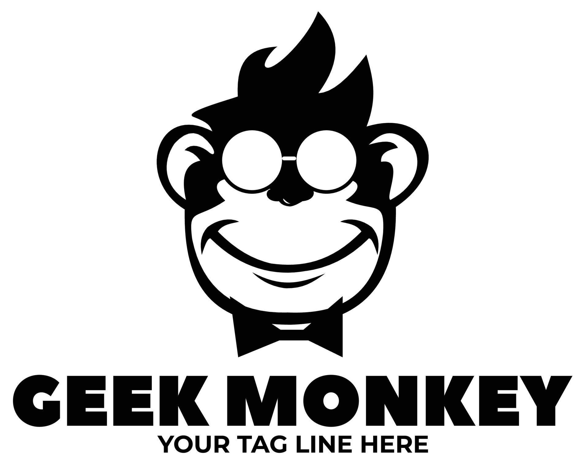 Monkey Geek Monkey Vector Logo Design 9208580 Vector Art At Vecteezy