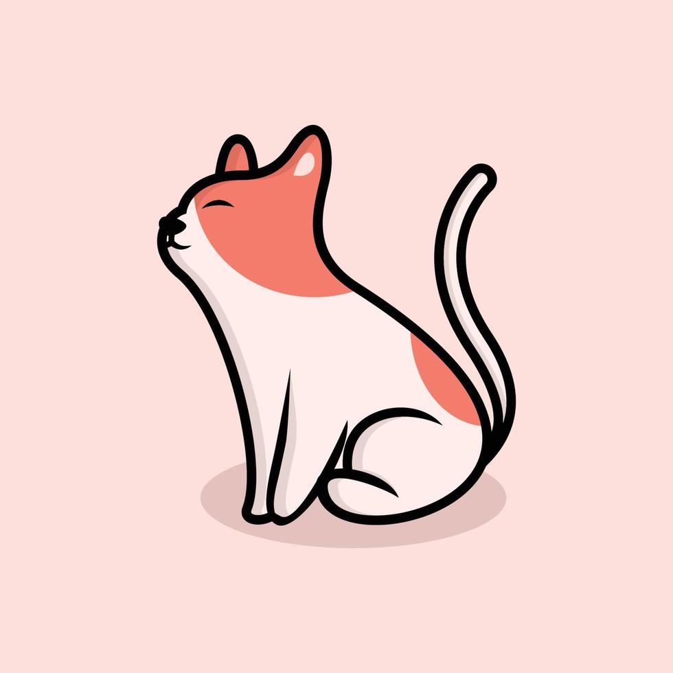 Cute cat illustration kawaii cartoon logo vector