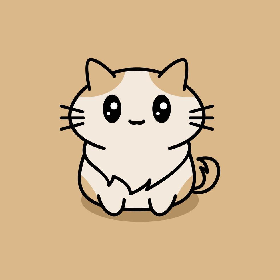 lindo gato ilustración kawaii dibujos animados logo vector