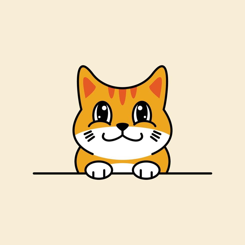 logotipo de gato lindo de dibujos animados minimalista simple vector