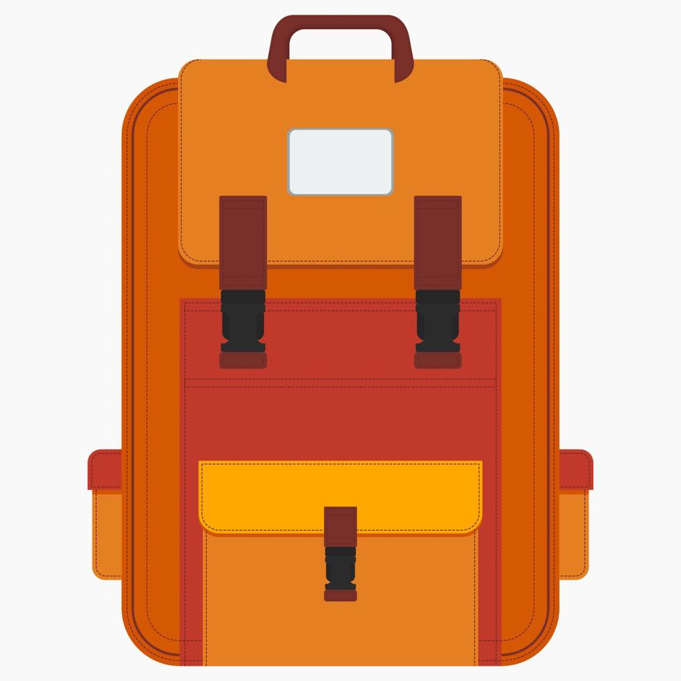 Editable Front View Orange School Backpack Vector Illustration for Education, or Vacation Related Design Project
