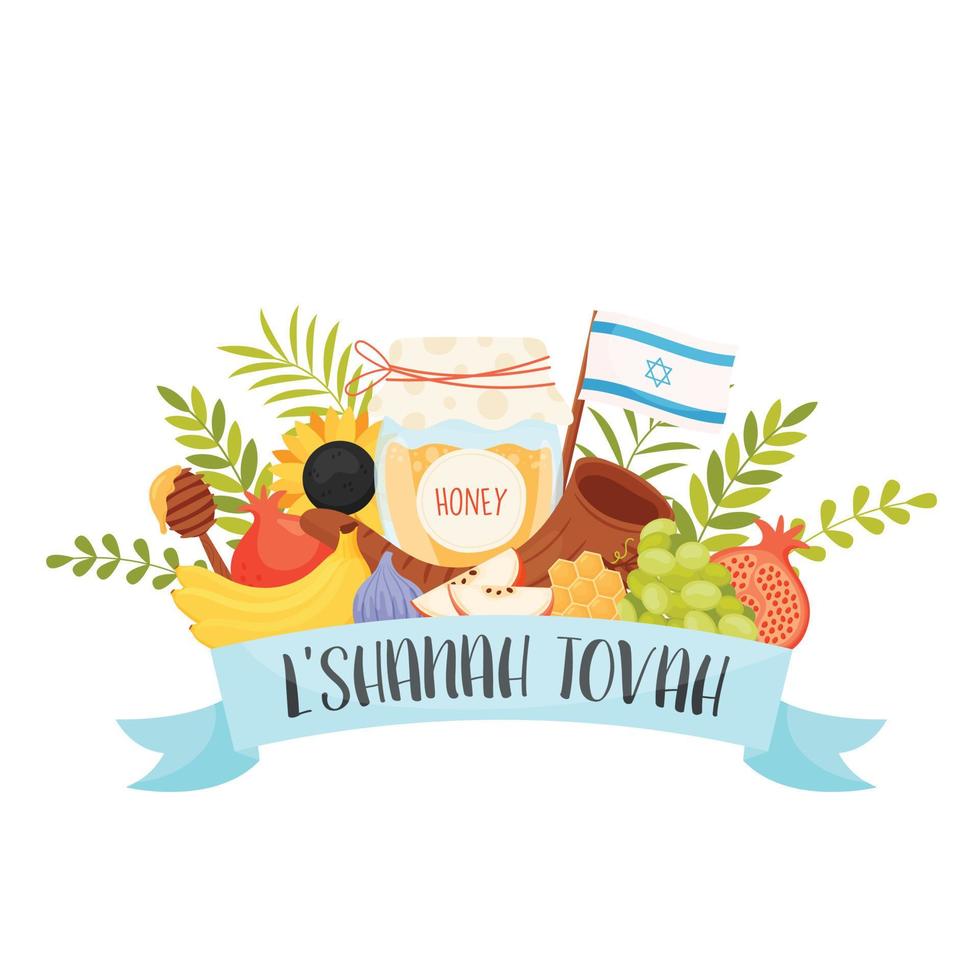 Happy Rosh Hashanah day, Shana Tova greeting card vector