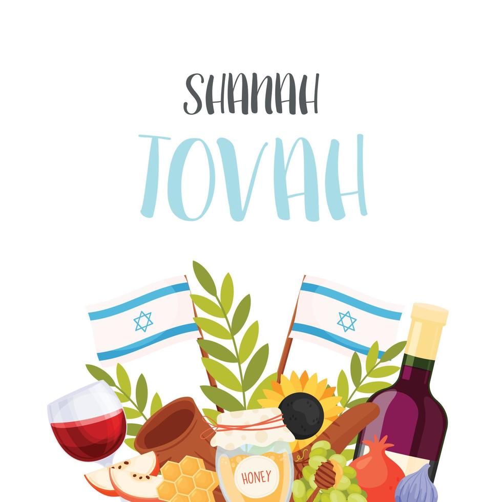 feliz día de rosh hashaná, tarjeta de felicitación de shana tova vector