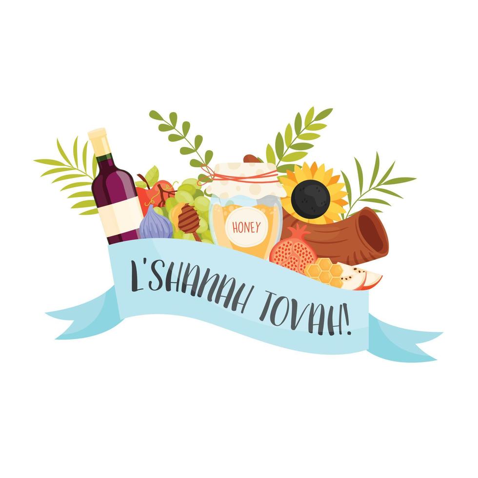 Happy Rosh Hashanah day, Shana Tova greeting card vector