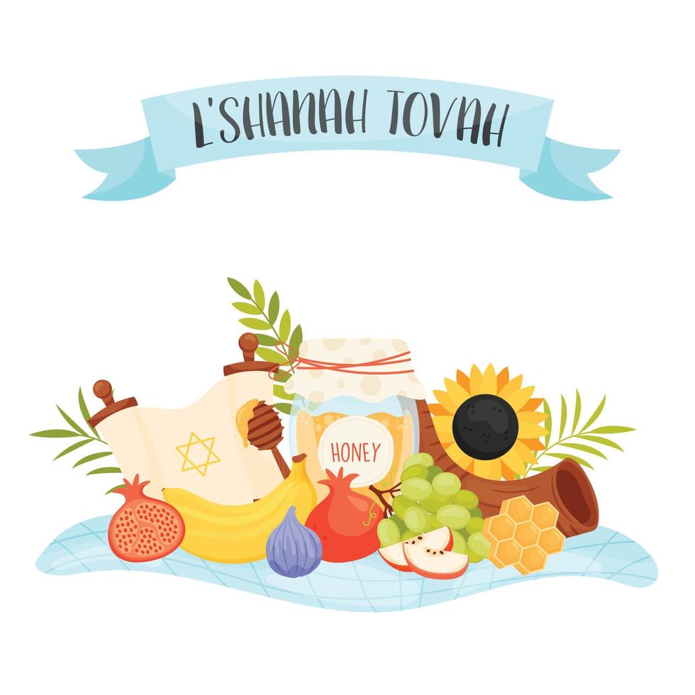 feliz día de rosh hashaná, tarjeta de felicitación de shana tova vector