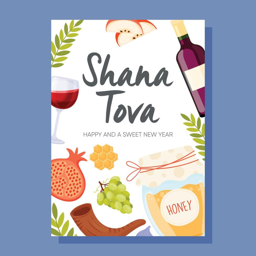 feliz día de rosh hashaná, tarjeta de felicitación de shana tova vector