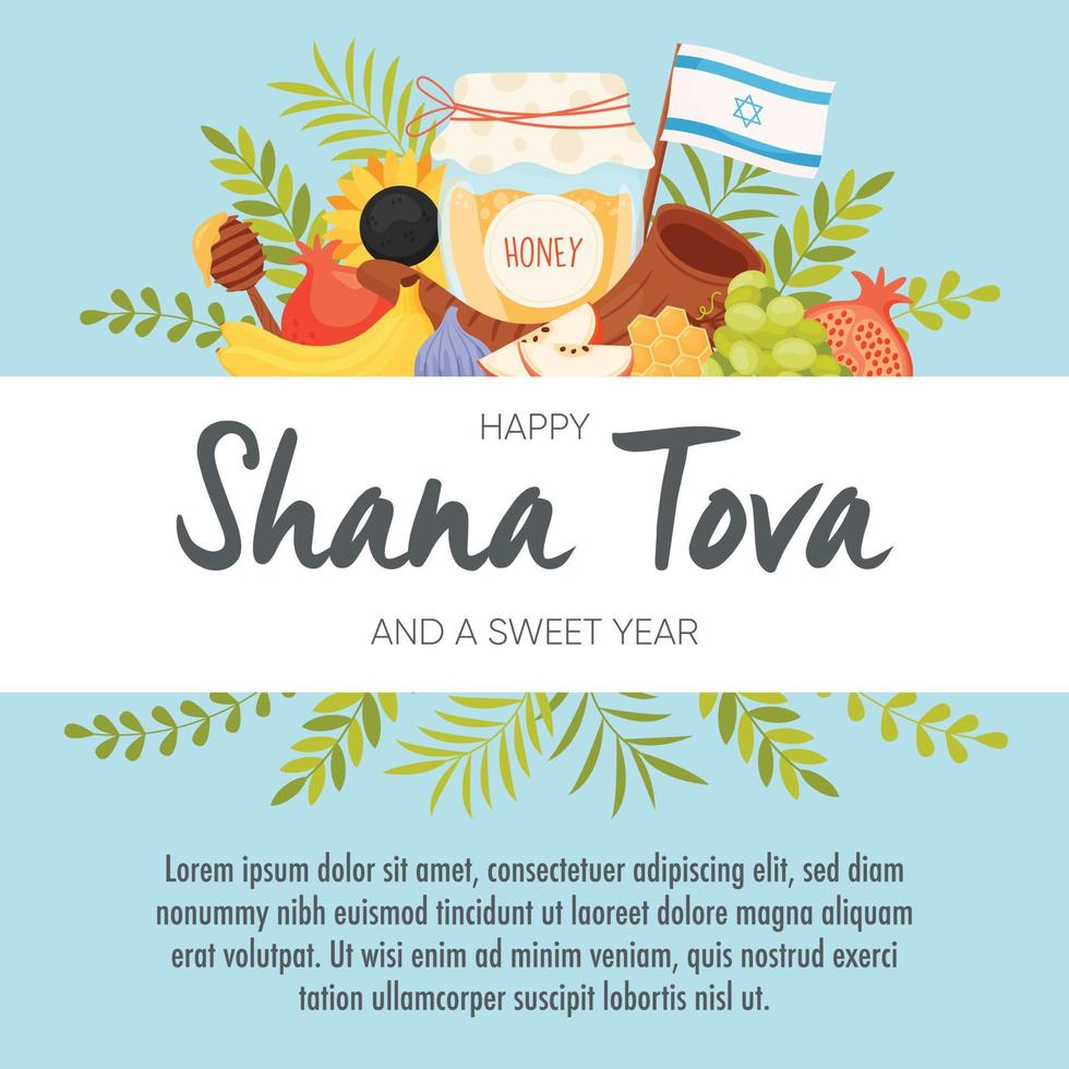 feliz día de rosh hashaná, tarjeta de felicitación de shana tova vector